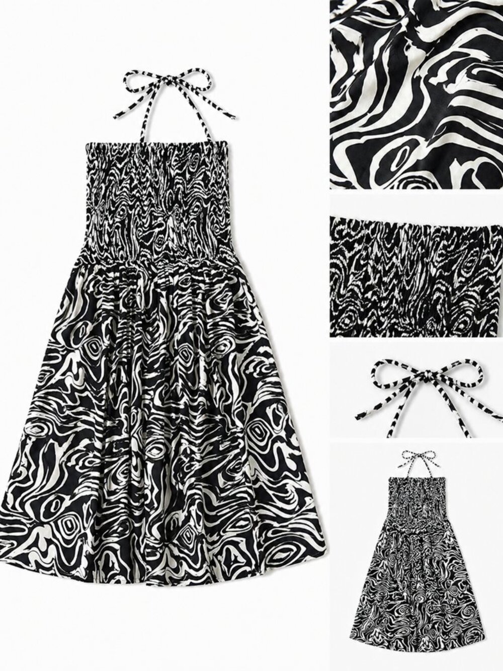 100% Cotton CYN by Cynthia Mehra Cocktail/Sundress Black/White (Kids)